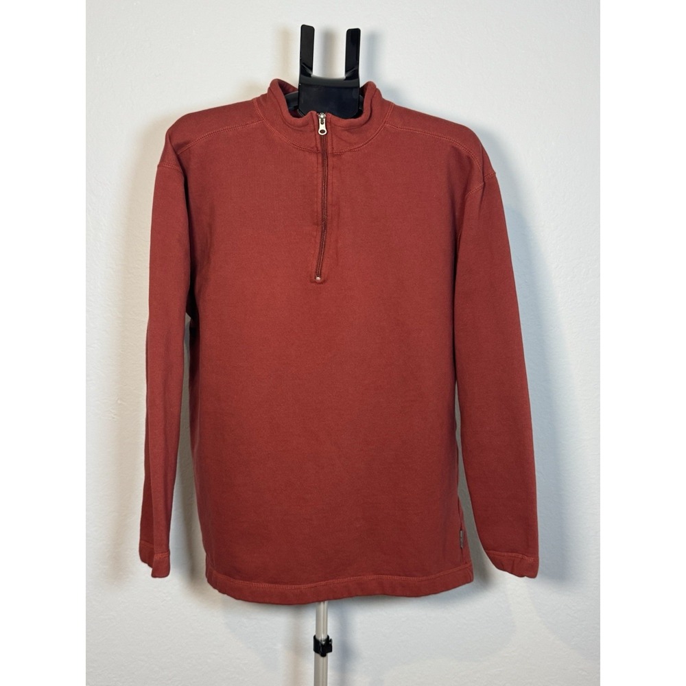 Woolrich Men's L Quarter Zip Fleece Lined Pullover Rust Red Cotton Blend Sweater